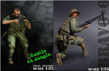 1/35 масштаб Вьетнамской войны Военное дело США поле боя 2 человека миниатюры Набор Моделей Из Смолы фигурка Бесплатная Доставка