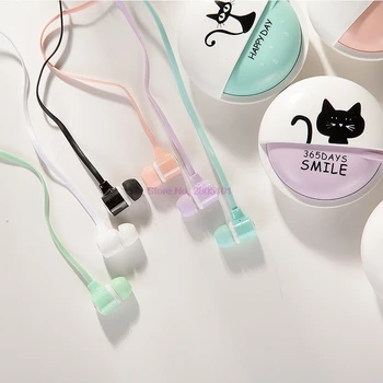 200шт наушники-вкладыши kitty cute cat красочные для mp3 mp4 музыкального плеера с микрофоном коробка для хранения для малыша подарок для девочки