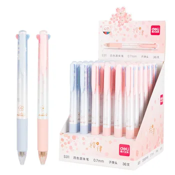 36 шт. /лот Kawaii Sakura, Шариковая ручка 4 цвета, милые шариковые ручки 0,7 ММ, Офисные школьные принадлежности для письма