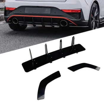 3шт Автомобильный Диффузор заднего бампера для губ в виде акульих плавников Обвес для Hyundai I30N Хэтчбек 2020 2021 2022 Черный ABS пластик