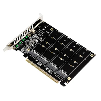 4-Портовый Конвертер M.2 NVME SSD в PCIE X16 Для жесткого диска 4x32 Гбит/с Поддержка Карт расширения Считывателя 2230/2242/2260/2280 Светодиодный индикатор