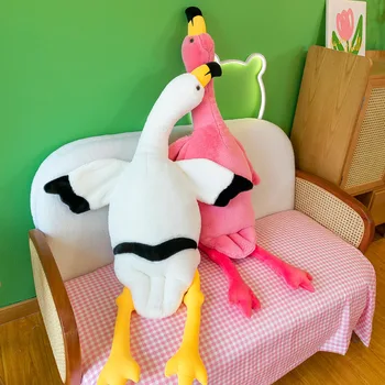 50 см Новый Фламинго Большой Белый Гусь Плюшевые Игрушки Пушистая Подушка Для Сна Милые Животные Фаршированный Лебедь Гусь Мягкие Куклы Подарок На День Рождения Для Девочек