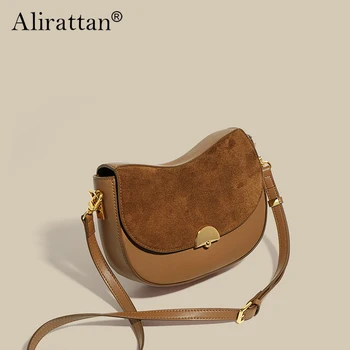 Alirattan Fashion Винтажная женская сумка 2023 Новая сумка через плечо из матовой коровьей кожи оптом