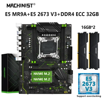MACHINIST X99 Комплект материнской платы Xeon E5 2673 V3 процессор CPU Set LGA 2011-3 32GB DDR4 ECC RAM Memory Combo 2 × NVME M.2 USB3.0 MR9A