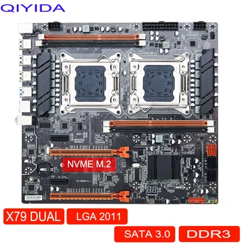 Qiyida X79 Двухпроцессорная Материнская плата LGA 2011 4 * DDR3 REG ECC USB3.0 Sta3 PCI-E 3.0 С Процессорной Материнской платой