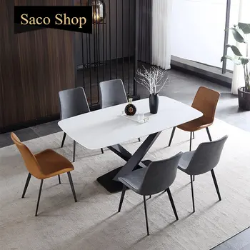 Rock Board, современный минималистичный обеденный стол и стулья, итальянская семейная столовая, 6 стульев, Прямоугольная мебель в скандинавском стиле, роскошь