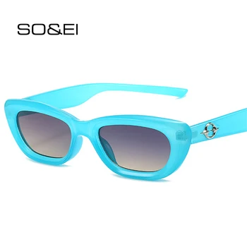 SO & EI, модные женские солнцезащитные очки с кошачьим глазом, роскошные солнцезащитные очки UV400, Ретро-градиент, трендовые Мужские солнцезащитные очки желеобразного цвета.