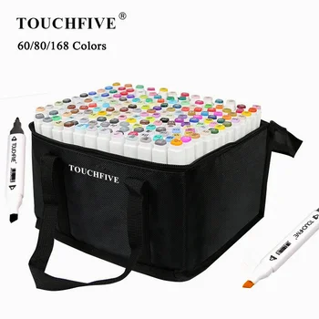 Touchfive 30406080 цветов, художественные маркеры с двумя головками, Масляный спиртовой маркер для рисования, кисточка, художественные принадлежности для анимации, рисования манги