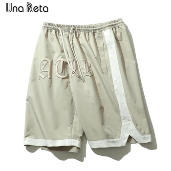 Una Reta, Летние мужские шорты, Новая уличная одежда в стиле хип-хоп, Шорты с цветной строчкой, Эластичный пояс, Свободная пара, Уличные пляжные шорты