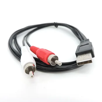 USB A 2.0 Штекер-2 штекера Rca AV plug разъем-адаптер Кабельный вывод ПК ТВ AUX Аудио-видеоадаптер 1.5 М м