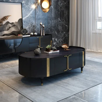 В итальянском стиле, Легкий, роскошный журнальный столик, шкаф для телевизора, Комбинированная вилла, Элитная мебель, гостиная, Дизайнерский стол Rock Board
