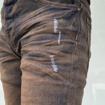 Винтажные Рваные джинсовые джинсовые брюки с рисунком Pantalon Homme Уличная одежда Jean Noir Homme Jeans Masculino Мужские Джинсы Skinny