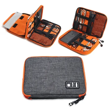 Высококачественная нейлоновая 2-слойная сумка-органайзер для электронных аксессуаров для путешествий, сумка для переноски гаджетов для путешествий, идеально подходит по размеру для iPad