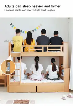 Детская мебель Кровать-стремянка в японском стиле Защита окружающей среды Двухъярусная кровать из немецкого бука Надежная комбинация для хранения