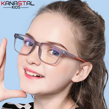 Детские Очки для чтения при близорукости, блокирующие синий свет, Квадратная оправа для очков в стиле ретро TR90, компьютерные очки с защитой от лучей, Оптические очки