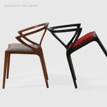 Дизайнерский обеденный стул, высококачественный стул из черного ореха, роскошный стул в скандинавском стиле в стиле ретро, простой современный Домашний рабочий стул