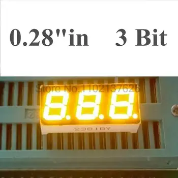 Желтая 3-битная 0,28-дюймовая цифровая трубка со светодиодной подсветкой и 7-сегментным дисплеем 22.6*10*6.1 мм трубка Nixie с общим катодом