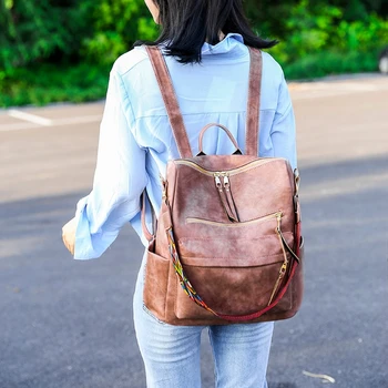 Женский модный рюкзак, многоцелевой дизайн, сумки большой емкости и сумка через плечо, дорожная сумка из искусственной кожи с несколькими карманами