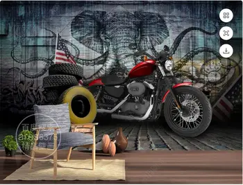 изготовленная на заказ настенная роспись 3d фотообои Старинные мотоциклетные шины живопись украшения комнат тв обои для стен гостиной