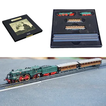 Классическая модель паровоза в масштабе 1: 220, набор с рельсами, украшение коллекции железнодорожных поездов, детские развлекательные Игрушки, подарки