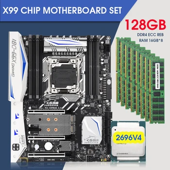 Комплект материнской платы JINGSHA X99 D8I с E5 2696 V4 и 8 * 16 ГБ DDR4 (128 ГБ) ECC REG RAM KIT NVME M.2 USB3.0 ATX SATA 3.0