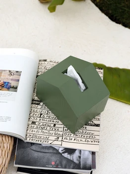 Коробка для салфеток Ins Wind Цвет Nordic Morandi Простое извлечение бумажных полотенец Моделирование Деревянного дома Светлая Роскошная Бумажная коробка для гостиной