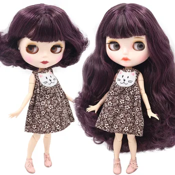 Кукла ICY DBS Blyth на заказ № BL135 / 950 Фиолетовый микс каштановые волосы Белая кожа 1/6 BJD Ob24 Аниме девушка