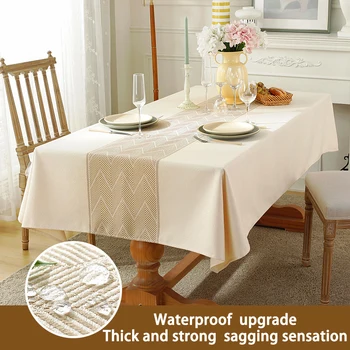 Кухня-столовая в скандинавском стиле, Прямоугольный обеденный стол, скатерть, противообрастающая скатерть, журнальный столик, покрывало для стола