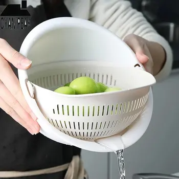 Кухонная Силиконовая Корзина с двойным сливом Корзина для мытья чаш Сито для хранения Миски Сливной механизм Дуршлаг для чистки овощей Инструмент