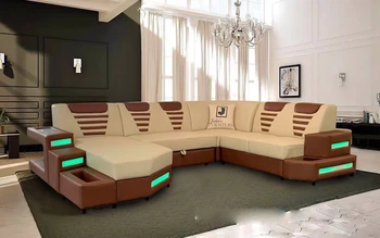 Мебельный диван U-или L-образный диван со светодиодной подсветкой для гостиной
