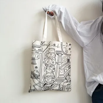 Милые портативные холщовые сумки для покупок в элегантном стиле, женская эко-сумка, складные дорожные сумки большой вместимости