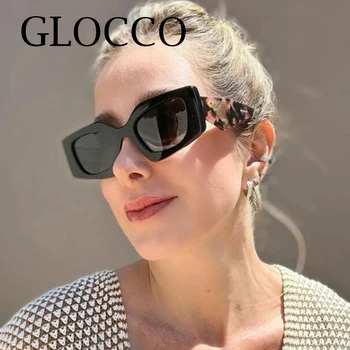 Модные винтажные многоугольные квадратные солнцезащитные очки в черной маленькой оправе, Роскошные дизайнерские солнцезащитные очки для женщин, Брендовые оттенки Lunette De Soleil
