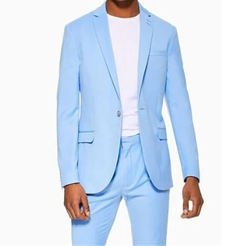 Мужские костюмы Slim Fit, два предмета, свадебные смокинги жениха для мужчин, вечерний костюм для выпускного с зубчатым лацканом на 2020 год (пиджак + брюки) Сшитый на заказ