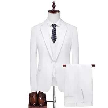 Мужской костюм-тройка, профессиональная официальная одежда для вечеринки, свадебное платье жениха, костюм шафера, деловой повседневный M-6XL, полный размер