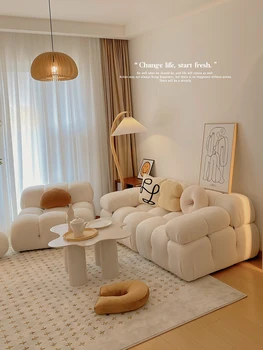 Мягкий тканевый диван из овечьего кашемира, маленькая квартира, одноразовый модульный диван для гостиной, комбинированный двухместный диван cloud от знаменитостей в Интернете
