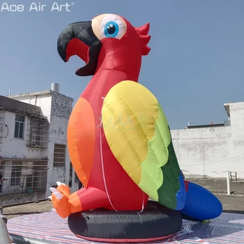 Надувная уличная модель птицы Parrot высотой 5 м с отдельно стоящим основанием для продвижения бизнеса или украшения мероприятий
