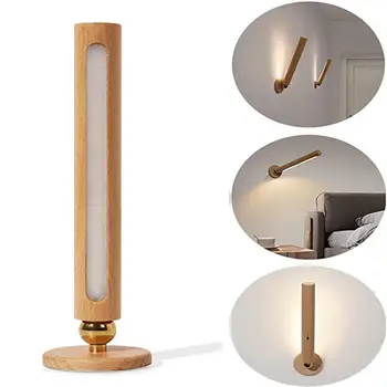 Настенный деревянный светильник с креативным сенсорным управлением с вращением на 360 градусов, ночник из бука с сильным магнитом для дома