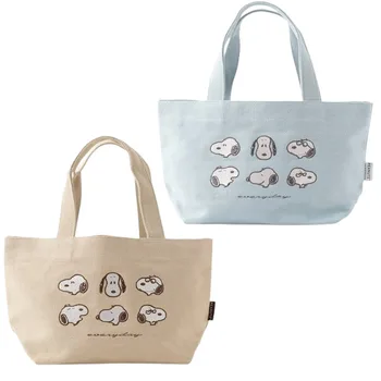 Новая холщовая сумка Snoopy Kawaii с милой мультяшной вышивкой Маленькая портативная сумка для ланча Аниме Женская сумка Для покупок Сумки-тоут Подарки