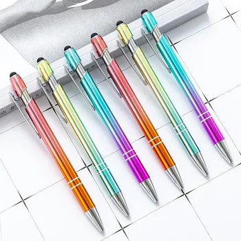 Новая шариковая ручка градиентного цвета с алюминиевым корпусом, сенсорный экран, металлическая шариковая ручка, принадлежности для письма