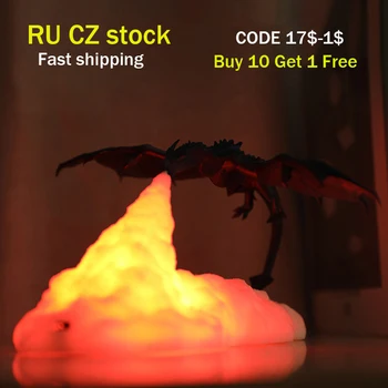 Новейшие светодиодные лампы с 3D-принтом в виде дракона в качестве ночника для дома, лучшая распродажа, чем ночная лампа Moon, лучшие подарки для детей, прямая поставка