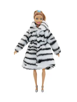Новый костюм для выращивания с леопардовым принтом 30 см 1/6, фланелевое пальто, аксессуары, одежда для куклы Барби