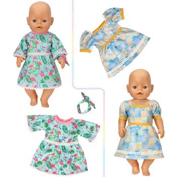 Одежда для куклы подходит для новорожденной куклы 43-45 см, американской куклы, модных платьев с принтом, купальников, стильных юбок