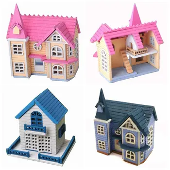 Подарки Игрушки-модели сцен 1/12 Кукольный домик своими руками комплект Игровой дом Миниатюрные кукольные домики Деревянная вилла Подарки-головоломки