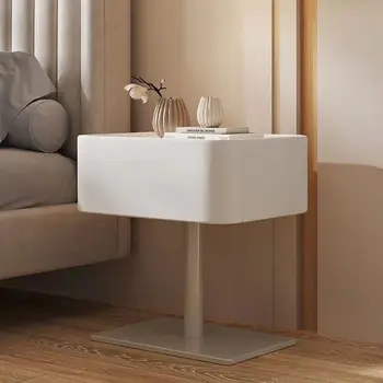 Прикроватный столик Современный минималистичный итальянский светлый Роскошный кожаный прикроватный столик для спальни Bedsiderack В комплекте с прикроватной тумбочкой