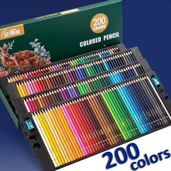 Профессиональные масляные цветные карандаши 24/48/72/150/180/200 цвета Дерева, мягкие акварельные карандаши для школьного рисования, принадлежности для рисования эскизов