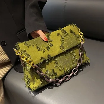 Роскошная женская сумка через плечо, модная трендовая сумочка на цепочке, Высококачественные холщовые сумки через плечо, Брендовая дизайнерская женская подмышечная сумка