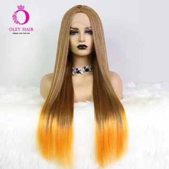 Синтетический парик на кружеве 13x4, Омбре, Манговый вихрь, оранжевый, длинный прямой, свободный, Трансвестит, Косплей, парики для женщин, 180% Дешево