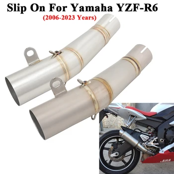 Слипоны Для Yamaha R6 YZF-R6 2006-2023 Мотоциклетные Выхлопные Системы Из Титанового Сплава, Модифицированные Соединительные Трубы Среднего Звена, 60 мм