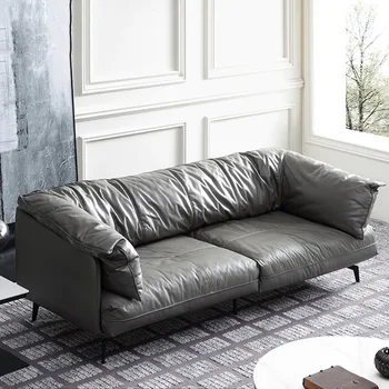 Современные диваны многослойный кожаный диван Итальянский минималистичный кожаный диван мягкий пуховый диван высококачественная атмосферная мебель для гостиной