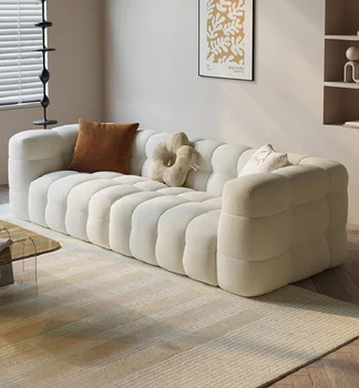 Современный простой и роскошный диван из сахарной ваты, прямой ряд, кремовый стиль, гостиная, диван для четырех человек
